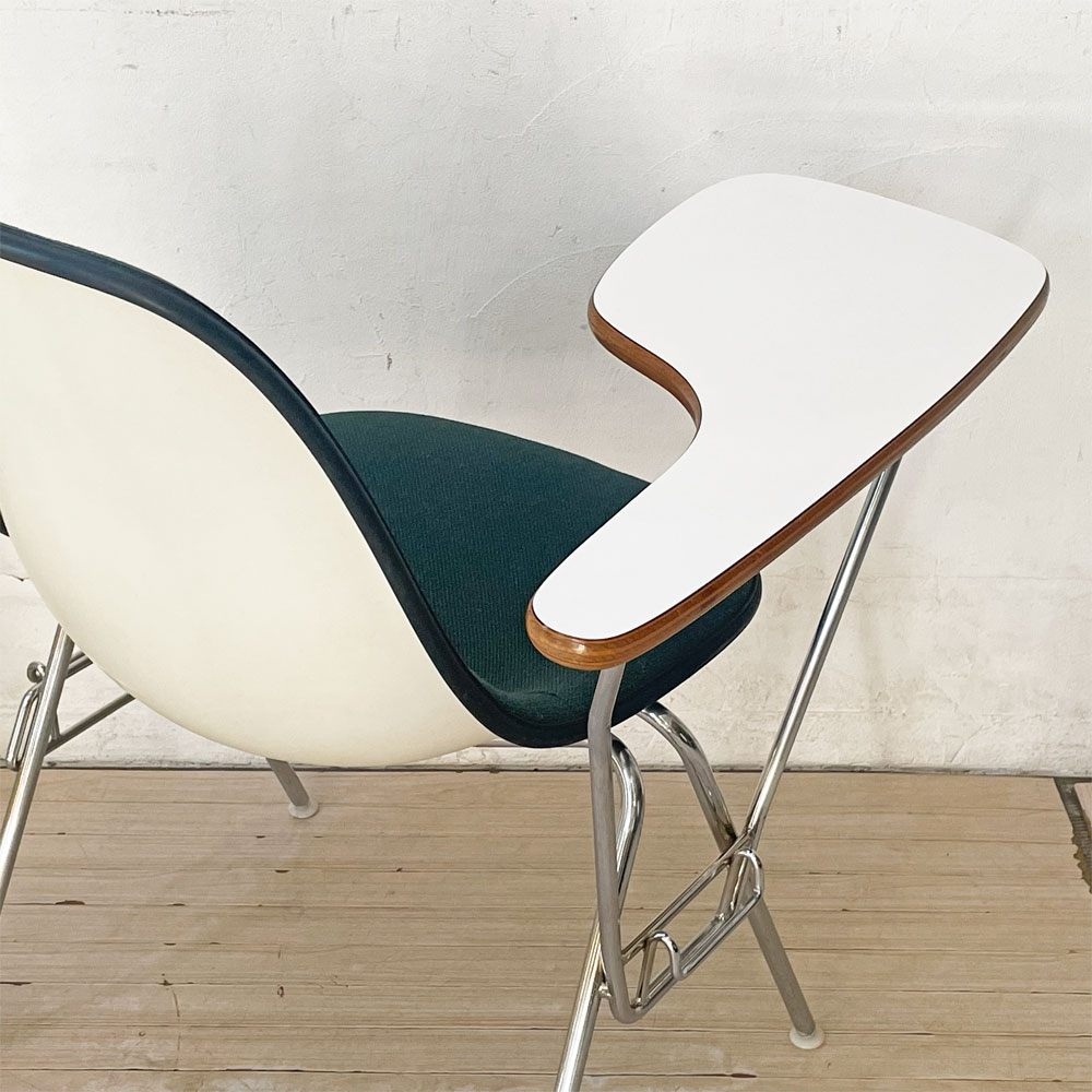 ハーマンミラー Herman Miller サイドシェルチェア セカンド 2nd ビンテージ アプホルスター スクールベース スタッキングベース 肘掛けテーブル付 イームズ ミッドセンチュリー A ★