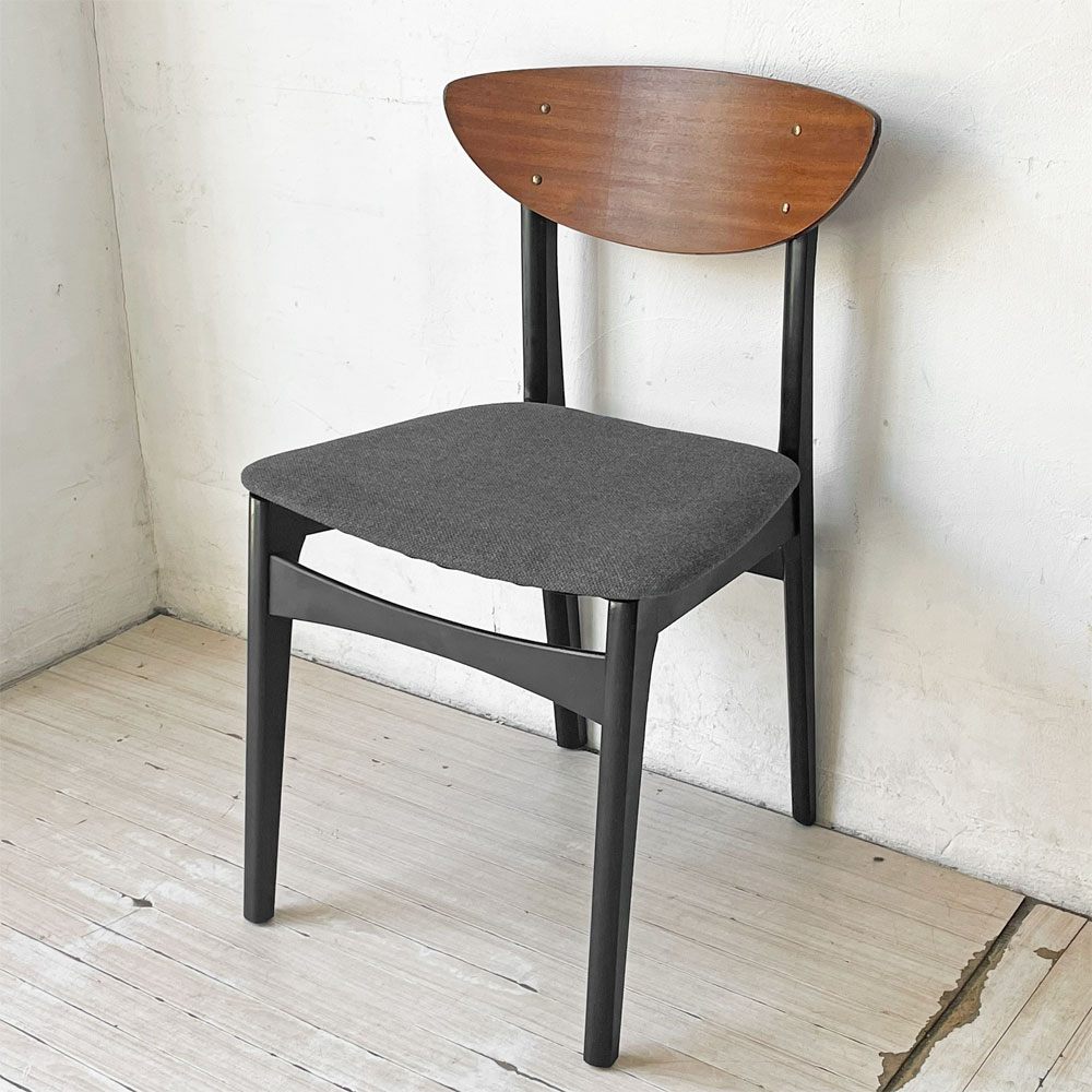 ネイサンファニチャー NATHAN Furniture チークプライウッド ブラックフレーム ダイニングチェア UKビンテージ 北欧スタイル ★