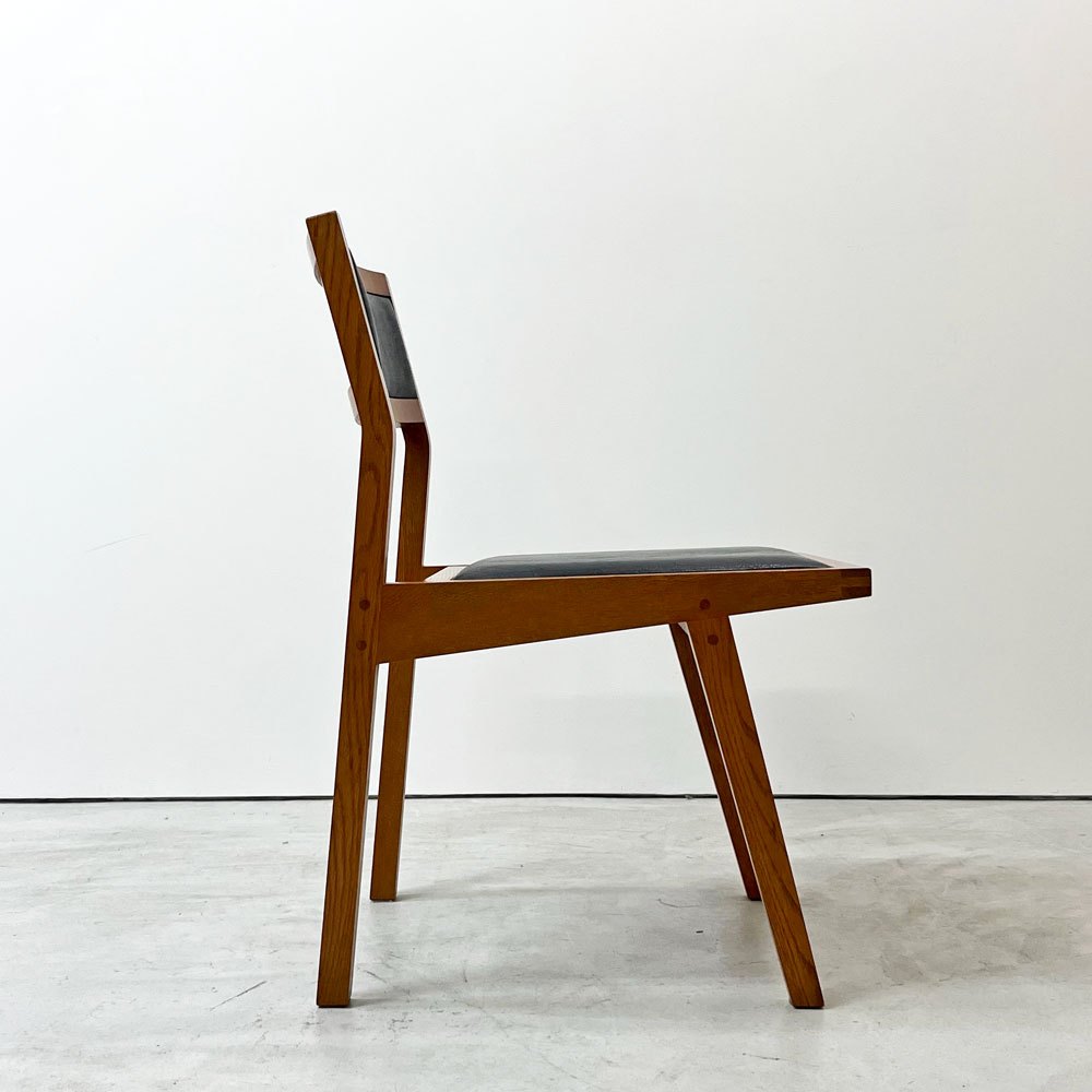 モダンデザイン Modern design ダイニングチェア 木製 合成皮革 ブラックレザーシート レトロ ビンテージスタイル B ●