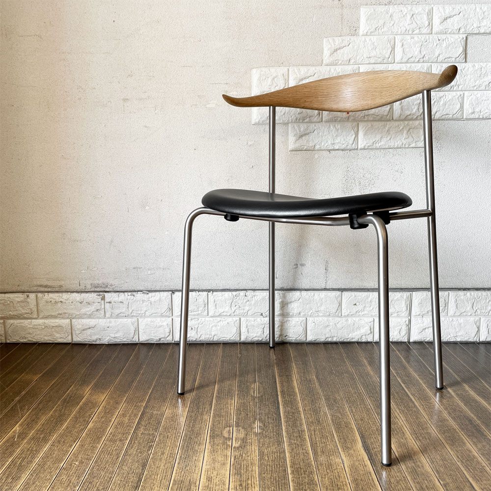 カールハンセン＆サン Carl Hansen & Son CH88P ダイニングチェア オーク材 本革 ブラックレザー ステンレスレッグ ハンス・J・ウェグナー 北欧家具 ◎