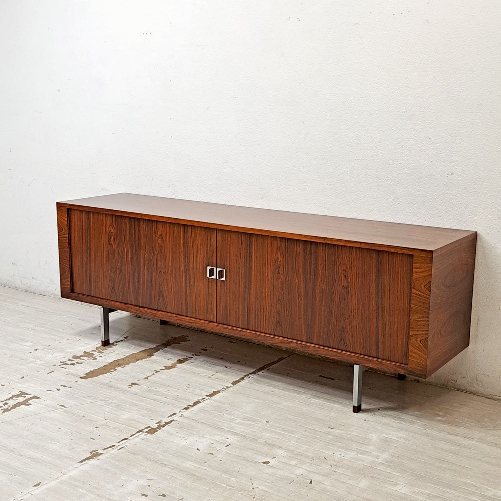 RYモブラー RY Mobler RY25 ローズウッド サイドボード スチールレッグ ハンス・J・ウェグナー 蛇腹扉 W200cm デンマークビンテージ 北欧家具 ●