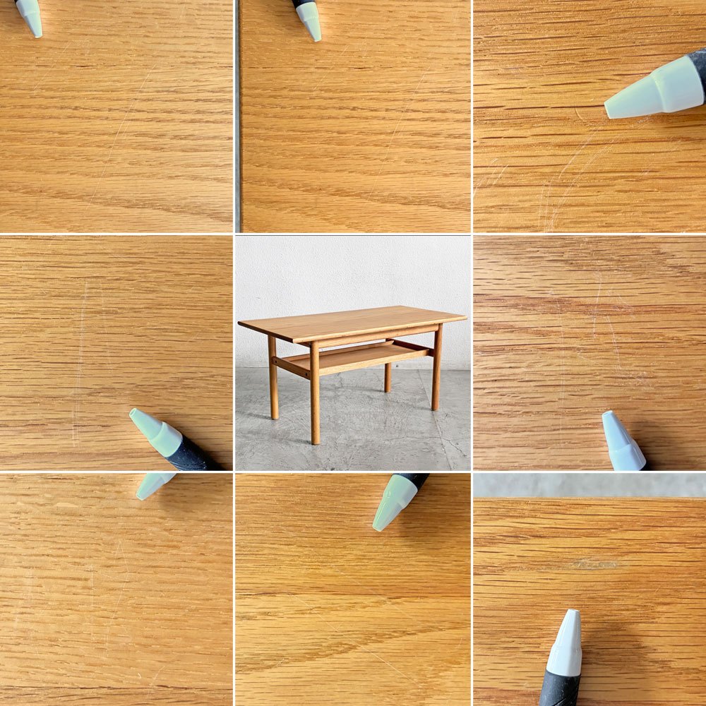 アクタス ACTUS ロッジ LODGE SOFA TABLE ソファテーブル リビングテーブル W110cm オーク材 天板下収納付 参考価格￥56,100- 廃番 〓