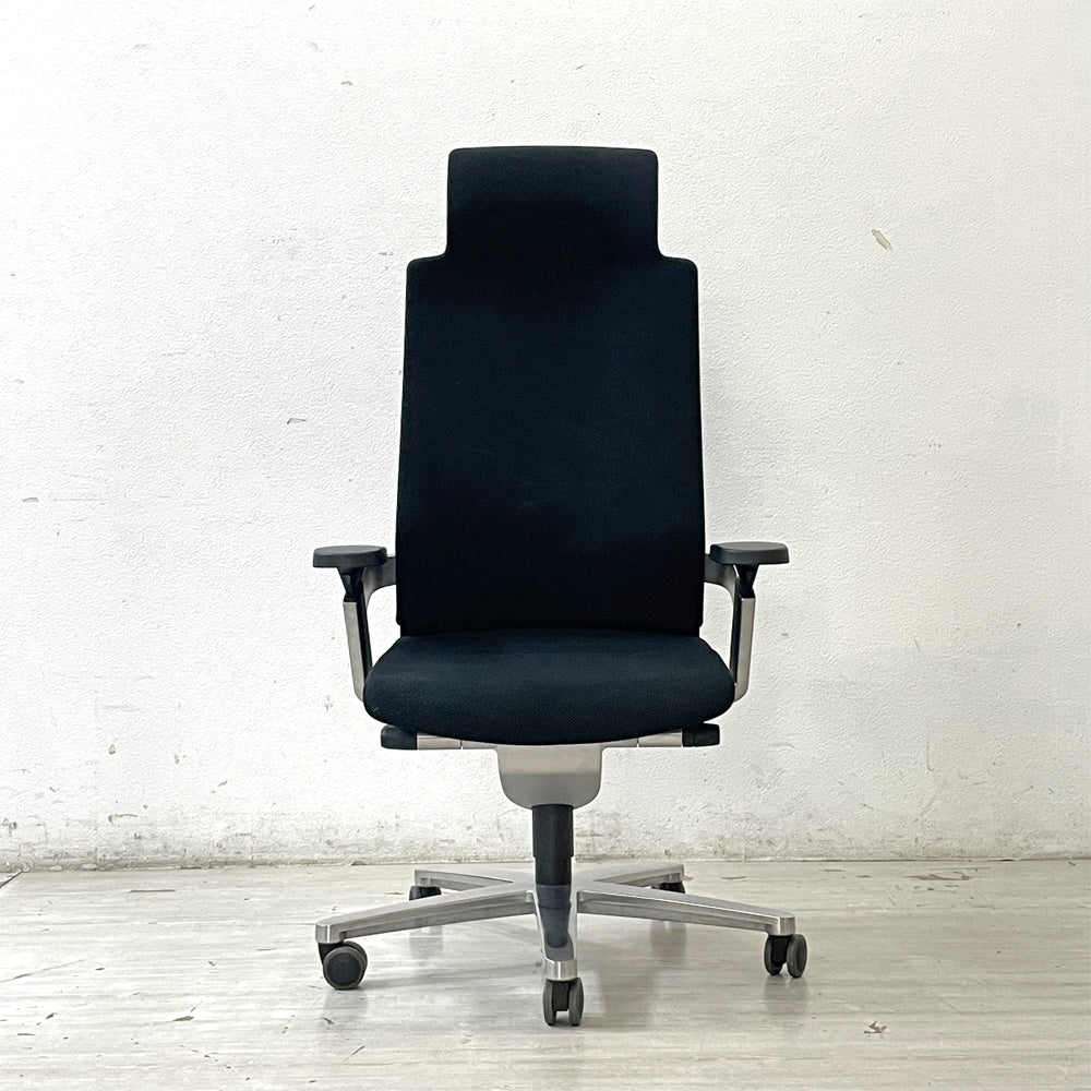 ウィルクハーン Wilkhahn オン ON.シリーズ オフィスチェア ハイバック ヘッドレスト付 XWH-17573HK3599 ファイバーフレックス アルミつや消し ●
