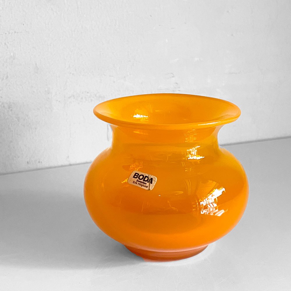ボダ BODA ミニ フラワーベース オレンジ 1054/85 エリック・ホグラン Erik Höglund 花瓶 ガラス ビンテージ スウェーデン 北欧雑貨 ■
