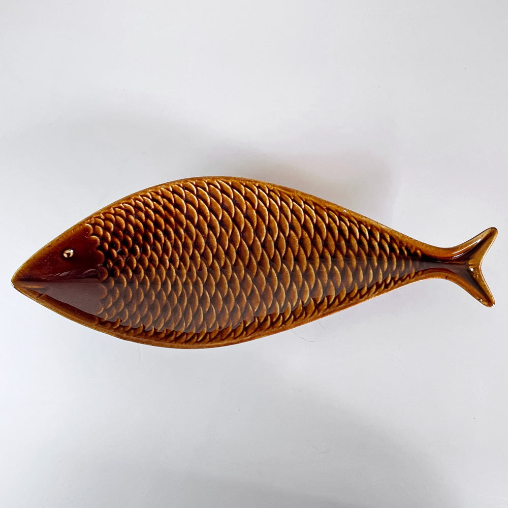 グスタフスベリ GUSTAVSBERG フラーデン Fladen フィッシュ Fish プレート 魚 ブラウン スウェーデン 北欧食器 ビンテージ ■