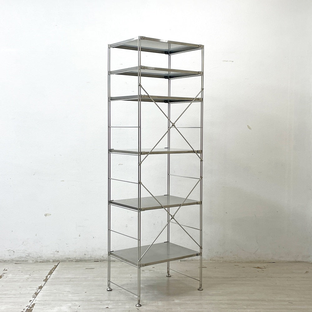 無印良品 MUJI ステンレスユニットシェルフ 棚板×6枚 W57cm H175.5cm 収納家具 ●