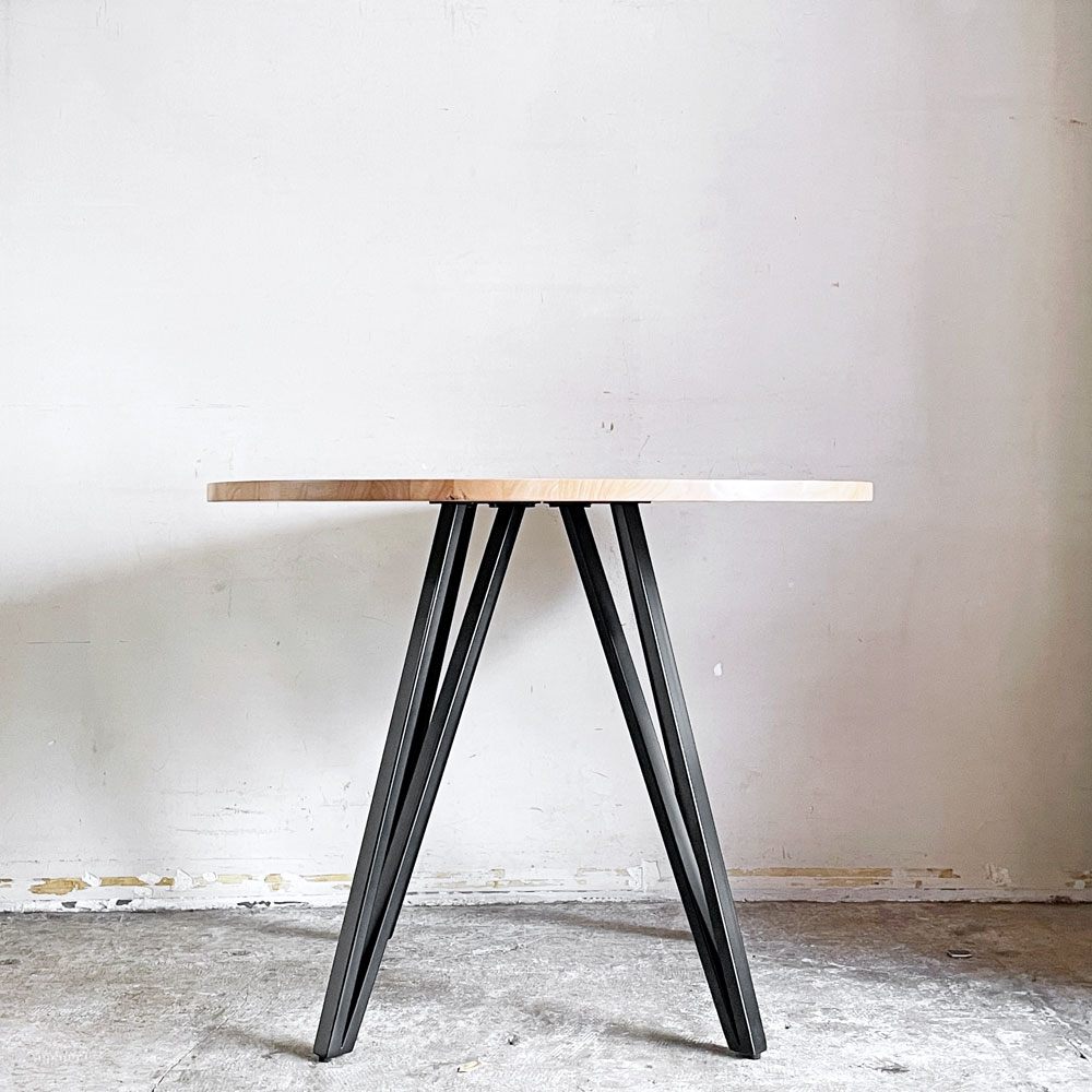 かなでもの KANADEMONO ザ・カフェテーブル THE CAFE TABLE ラバーウッド ラウンド Φ90cm スチール ナチュラル × ブラック ■