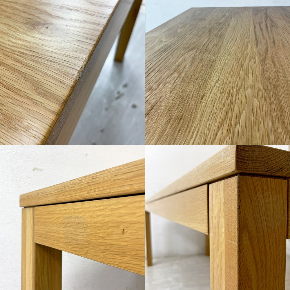 無印良品 MUJI 木製テーブル ダイニングテーブル オーク無垢集成材 引き出し3杯付 Ｗ180cm 参考定価99,900円 ●