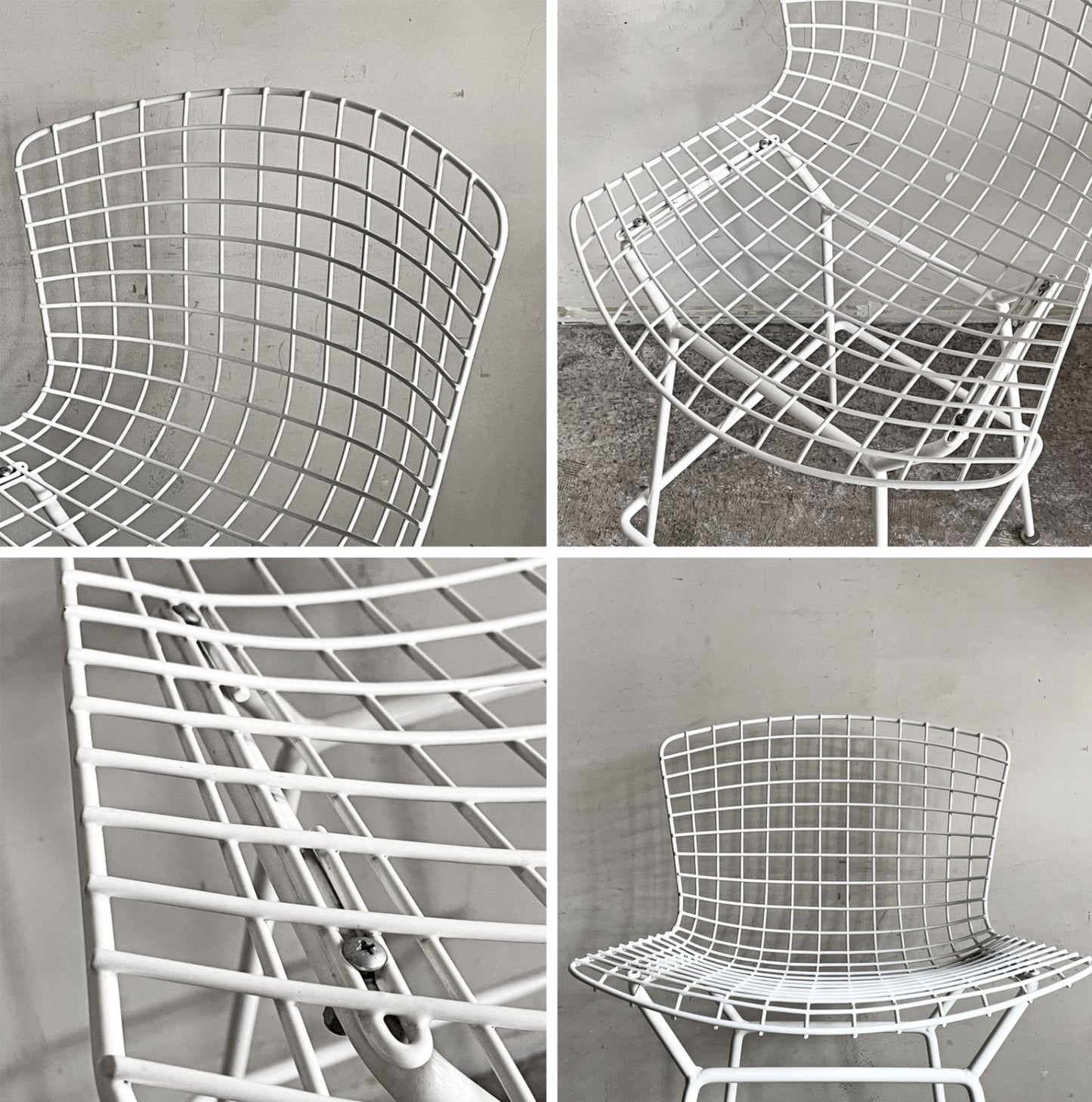 ノル Knoll Counter Height Stool カウンター ハイスツール ワイヤーチェア ホワイト ハリー・ベルトイア ミッドセンチュリー シートパッド付き ビンテージ ■