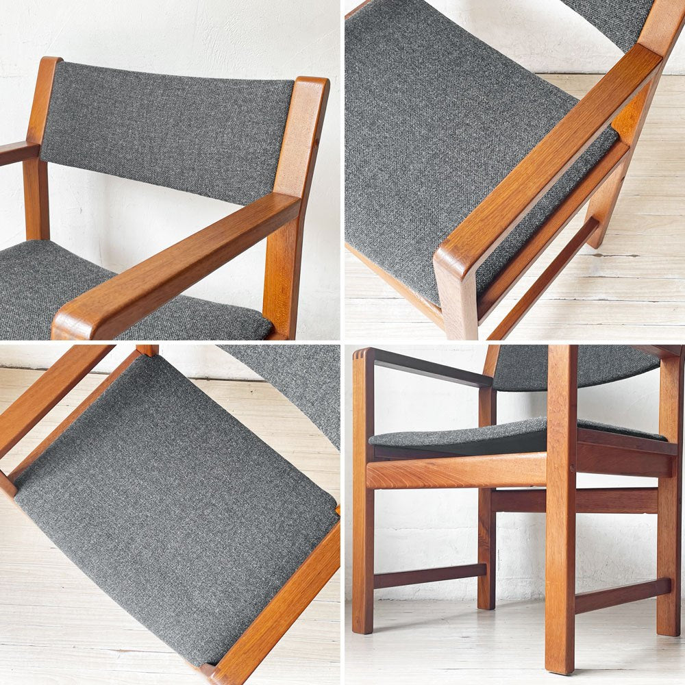 ディースキャン D-SCAN チーク材 アームチェア ダイニングチェア ファブリック デンマーク 北欧家具 美品 ★