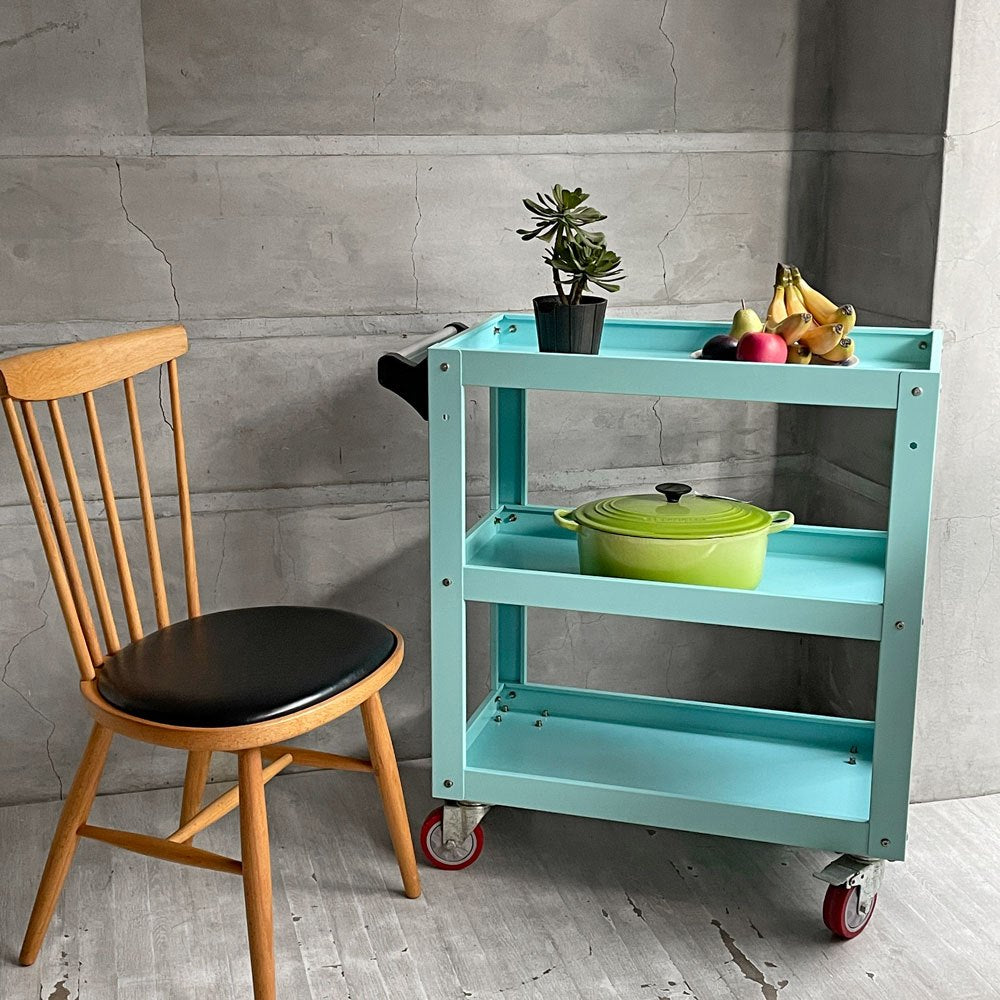 ダルトン DULTON メタルツールカート サックスブルー METAL TOOL CART SAX BLUE 3段トレー キャスター付 定価 ￥22,000- ♪