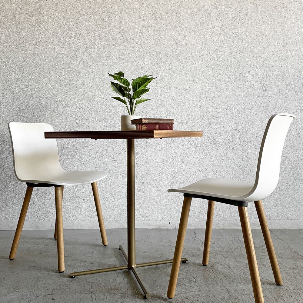 ビンテージスタイル Vintage Style 節入り杉天板×スチール脚 ゴールド カフェテーブル ダイニングテーブル スクエア W60cm 〓