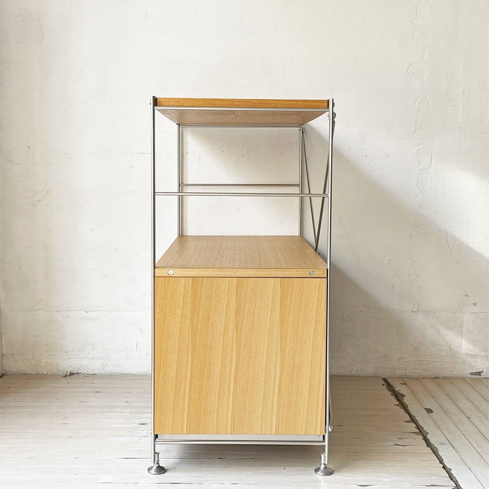 無印良品 MUJI ステンレスユニットシェルフ オープンシェルフ ガラス引戸棚 オーク材 ★