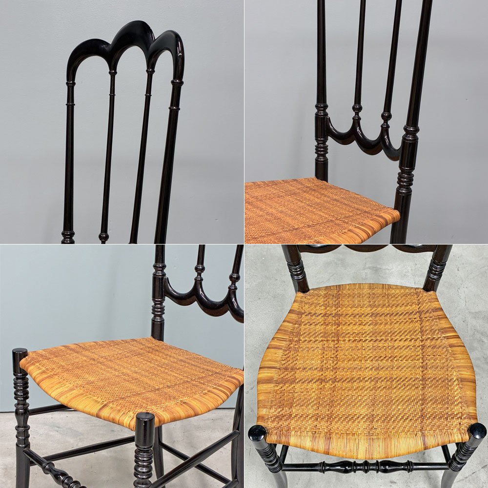 フラテッリ・レヴァッジ Fratelli Levaggi キアヴァリチェア CHIAVARI chair トレ・アルキ ラタンシート ブラック イタリア ◎