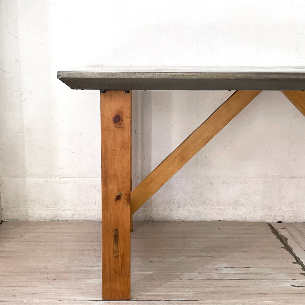 ジンクトップ ウッドベース Zinctop Wood base ダイニングテーブル Dining table アトリエテーブル 作業台 工業デザイン ★