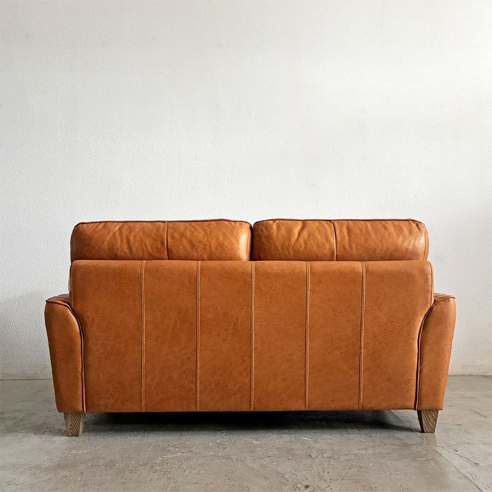 リラックスフォーム RELAX FORM コロンバス COLUMBUS Ⅱ 2人掛けソファ W164cm レザーテックス キャメル 木脚 関家具 定価￥162,800- 〓