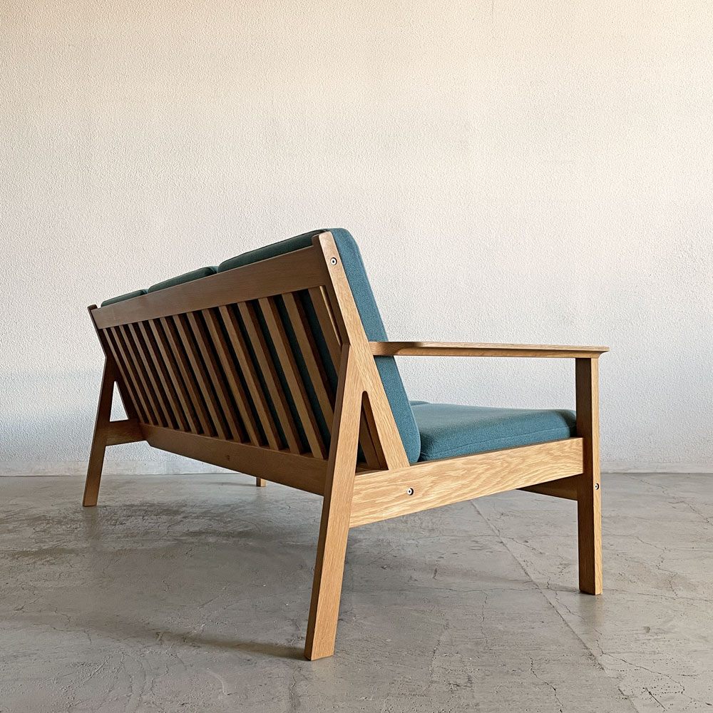 カーフ Karf トリムプラス Tolime+ 3シートソファ 3人掛け W184cm ホワイトオーク無垢材 ファブリック ブルー系 朝倉芳満 現行定価￥291,000- 〓