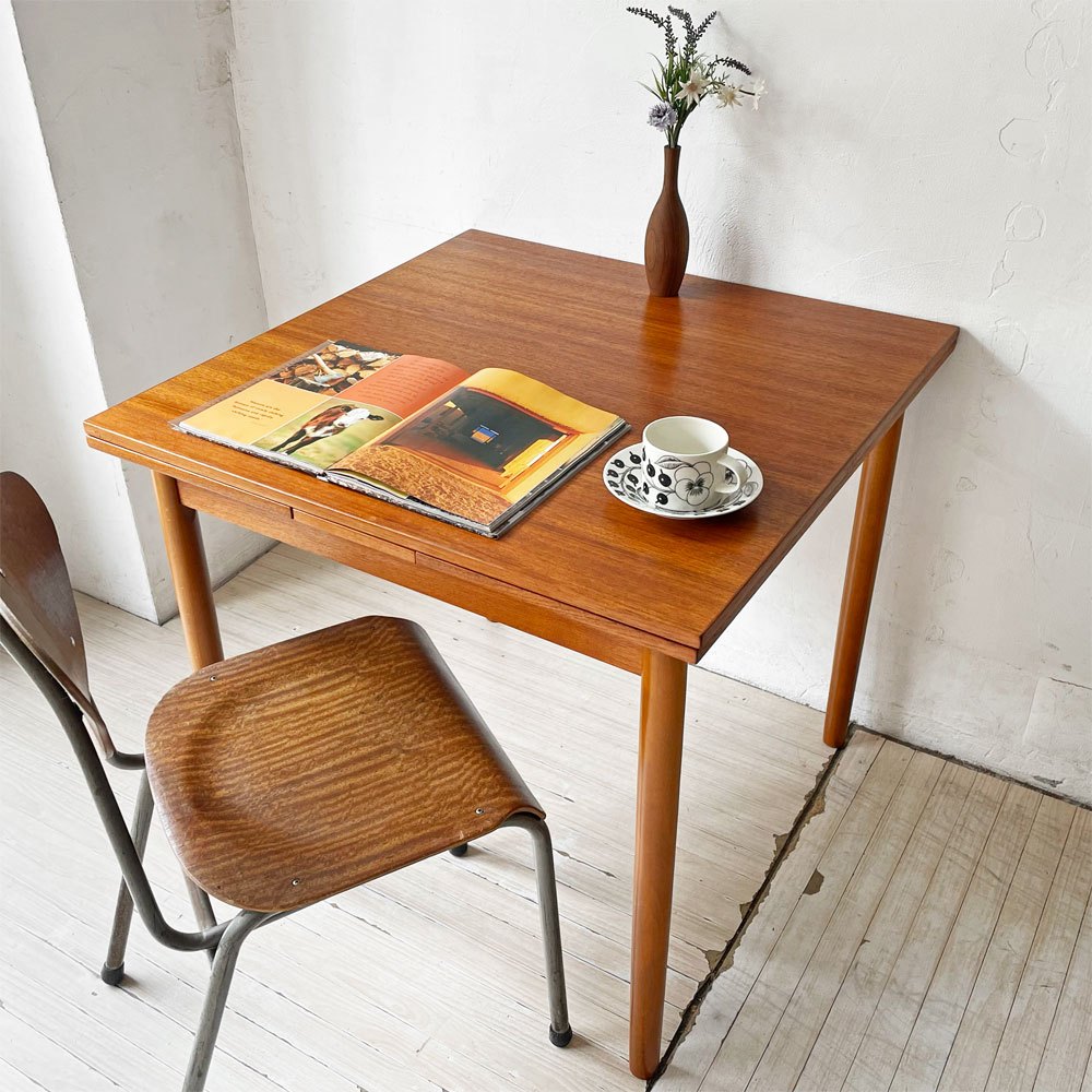 北欧ビンテージ Danish Vintage チーク材 エクステンション ダイニングテーブル ドローリーフ式 伸長式 ★