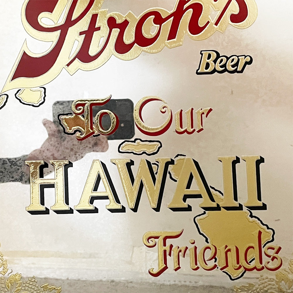 ストローズビール Stroh's beer パブミラー ウォールミラー 壁掛け鏡 ウッドフレーム 米国 ビンテージ ■