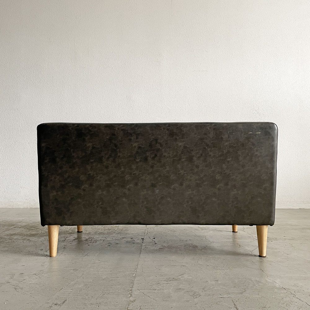 吉桂 Yoshikei ルソー RUSO LDソファ ベンチ PVCレザー ラバーウッド材 W123cm ビンテージスタイル 定価￥67,100- 〓