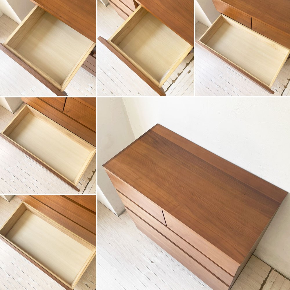 無印良品 MUJI 木製チェスト4段 5ドロワー ウォールナット材突板 4段 5ドロワー W80cm 脚付 シンプルデザイン 廃番 ★
