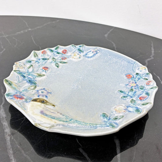 うつわやみたす プレート 中皿 飾り皿 オナガ 鳥 陶器 陶芸家 現代作家 希少 ◎