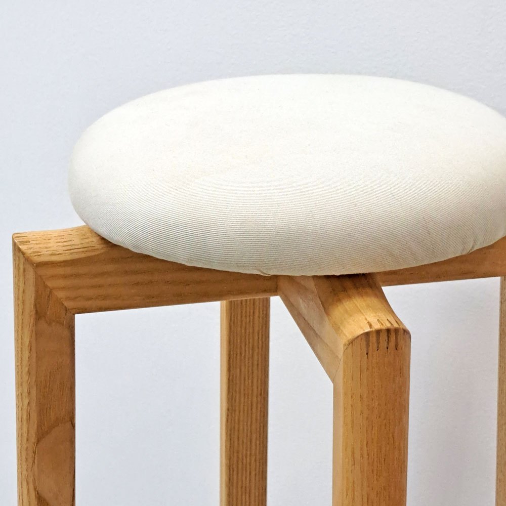 匠工芸 TAKUMI マッシュルームスツール MUSHROOM ハイスツール Lサイズ ファブリック座面  ホワイトアッシュ材 旭川家具 B ●