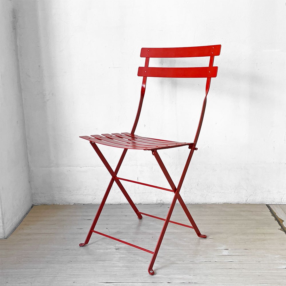 フェルモブ Fermob ビストロ BISTRO メタルチェア METAL CHAIR フォールディング ガーデンチェア レッド 折りたたみ フランス 定価¥22,000- ★