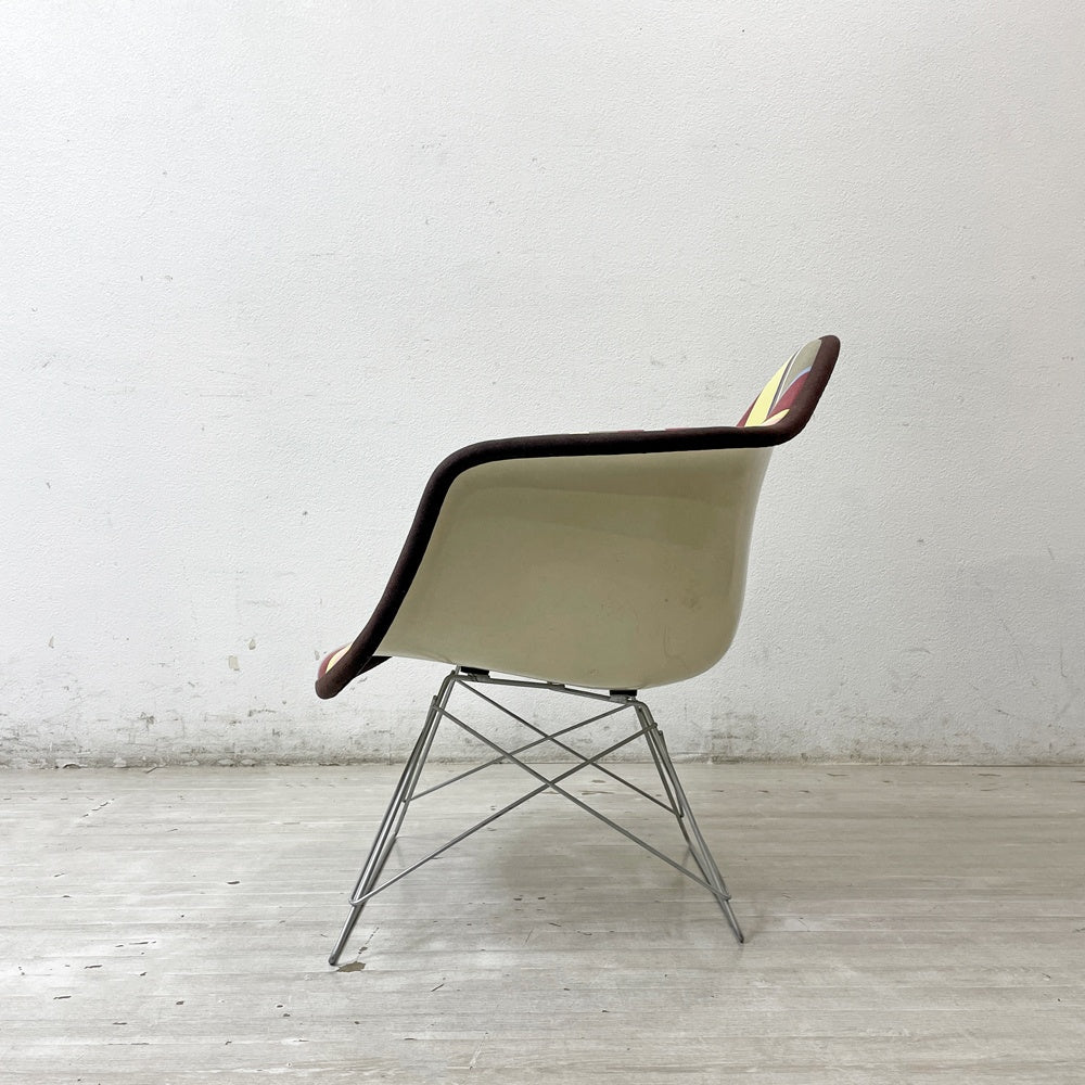 ハーマンミラー Herman Miller アームシェルチェア 2nd ビンテージ アプホルスター キャッツクレイドルベース ボーダー生地 新品張替済 C&R イームズ ミッドセンチュリー ●