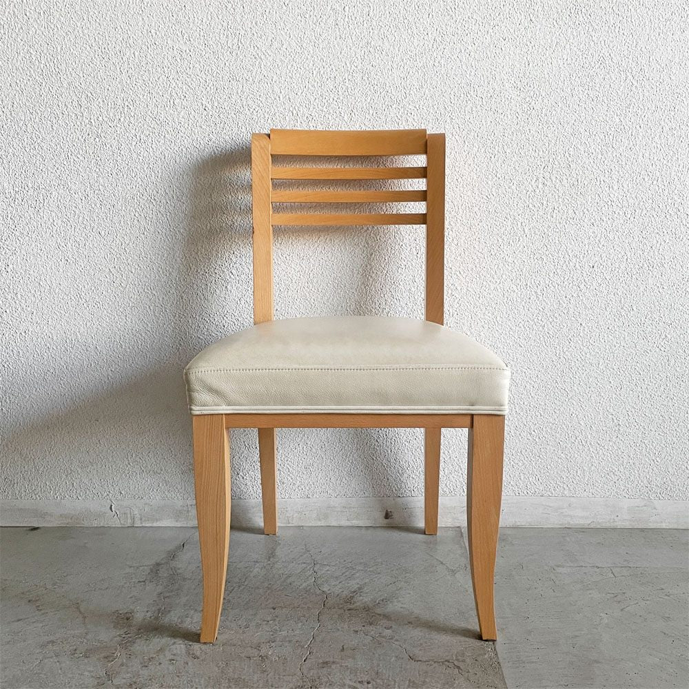 カッシーナイクスシー Cassina ixc. カジノ CASINO ダイニングチェア ビーチ材 レザーシート オフホワイト系 フィリップ・ユーレル Philippe Hurel 廃番 A 〓