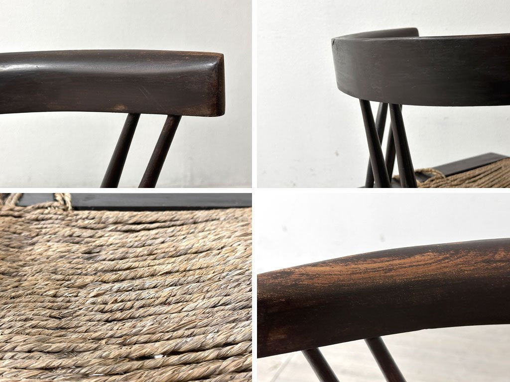 ジョージ・ナカシマ George Nakashima グラスシートチェア GRASS SEATED CHAIR ローズウッド材（シッソ）インド NID 60`s ビンテージ ●