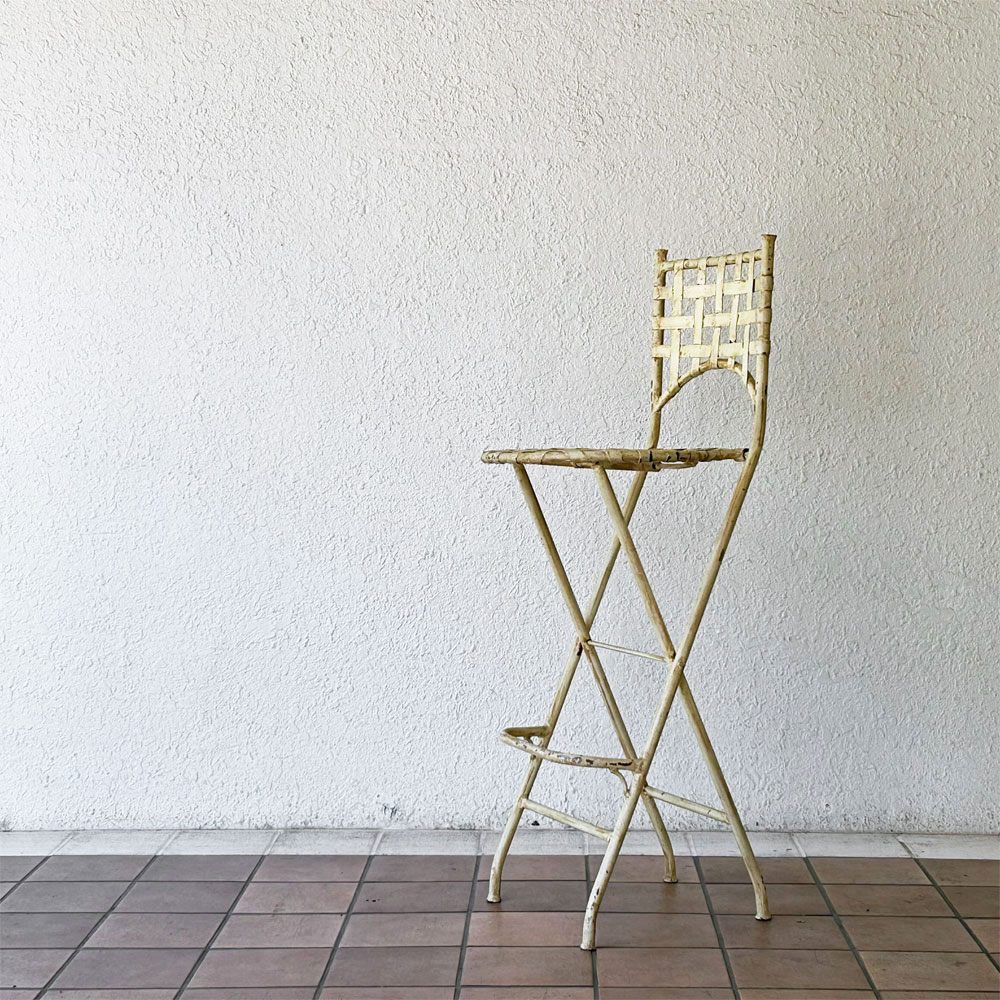 ビンテージ Vintage アイアン カウンターチェア ハイスツール フォールディング 折り畳み フレンチスタイル 屋外使用可 ◇