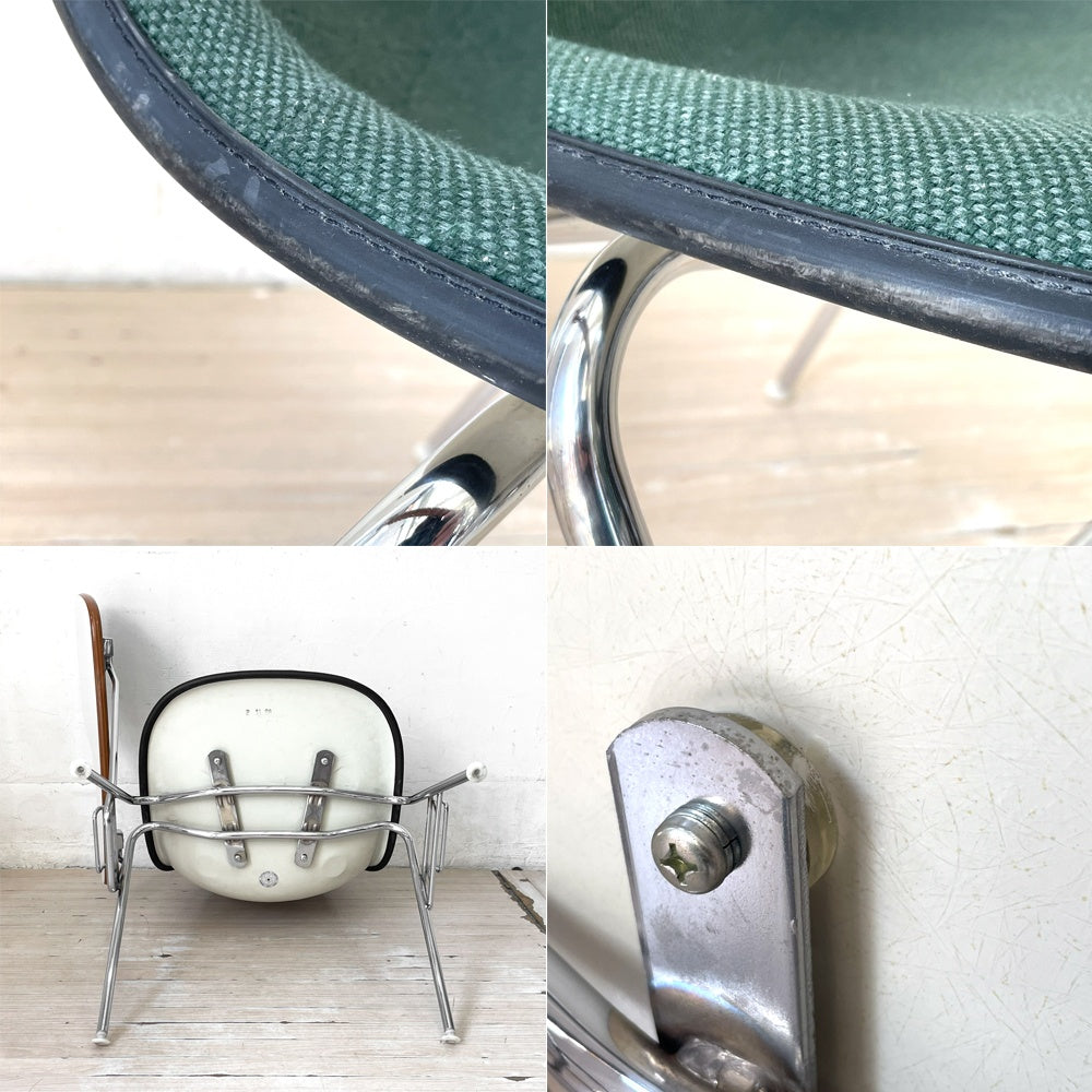 ハーマンミラー Herman Miller サイドシェルチェア セカンド 2nd ビンテージ アプホルスター スクールベース スタッキングベース 肘掛けテーブル付 イームズ ミッドセンチュリー G ★