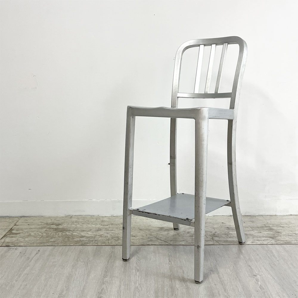 ネイビーバースツール Navy BarStool カウンターチェア リプロダクト アルミニウム インダストリアル デザイン H100cm A ●