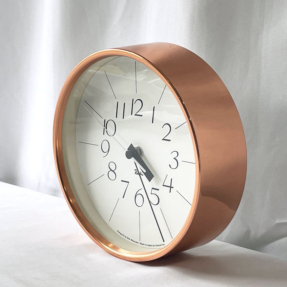 タカタレムノス Lemnos リキクロック Riki Clock 20.4cm 掛け時計 ウォールクロック 銅の時計 渡辺力 100周年 記念モデル ◇