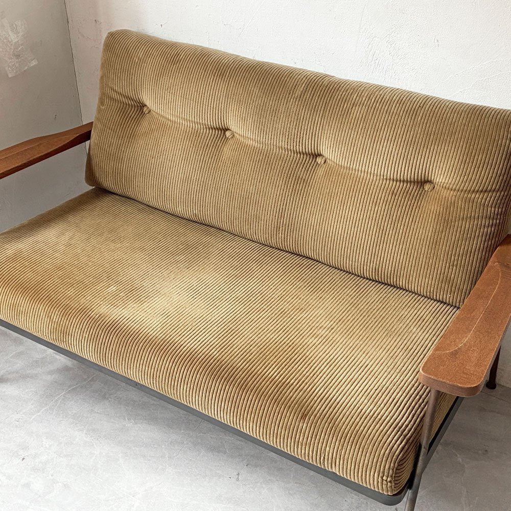 トラックファニチャー TRUCK FURNITURE HR2シーター ソファ HR SOFA 2-SEATER グリーン コーデュロイ ナラ無垢材 アイアン 工業系デザイン ★