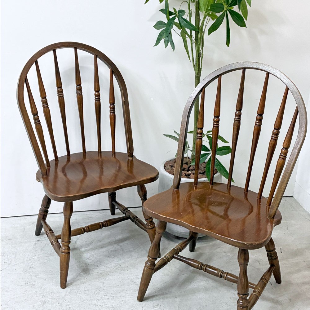 ユニバーサル UNIVERSAL FURNITURE ウィンザーチェア ダイニングチェア アメリカ ブラウン ビンテージスタイル カントリー A ●
