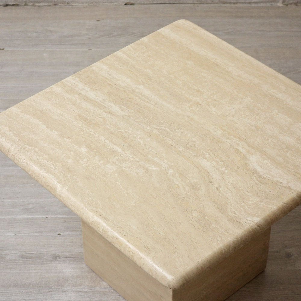 ビンテージ トラバーチン Travertine 大理石 マーブルストーン サイドテーブル Side table Mサイズ イタリア製 ●