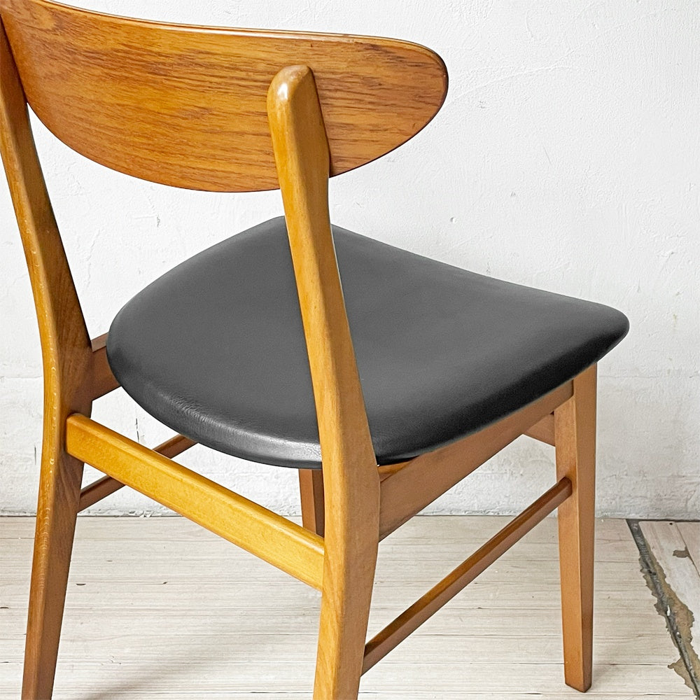 ファーストラップ FARSTRUP サイドチェア No.210 ダイニングチェア チーク材×ビーチ材 レザー デンマーク 北欧ビンテージ ★