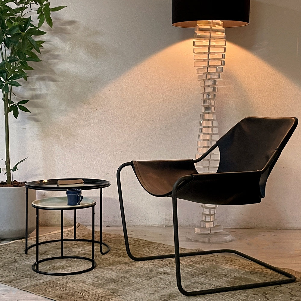 オブジェクト OBJEKTO パウリスターノ PAULISTANO ARM CHAIR アームチェア ブラックレザー パウロ・メンデス・ダ・ロシャ MoMA 参考定価￥528,000- ●