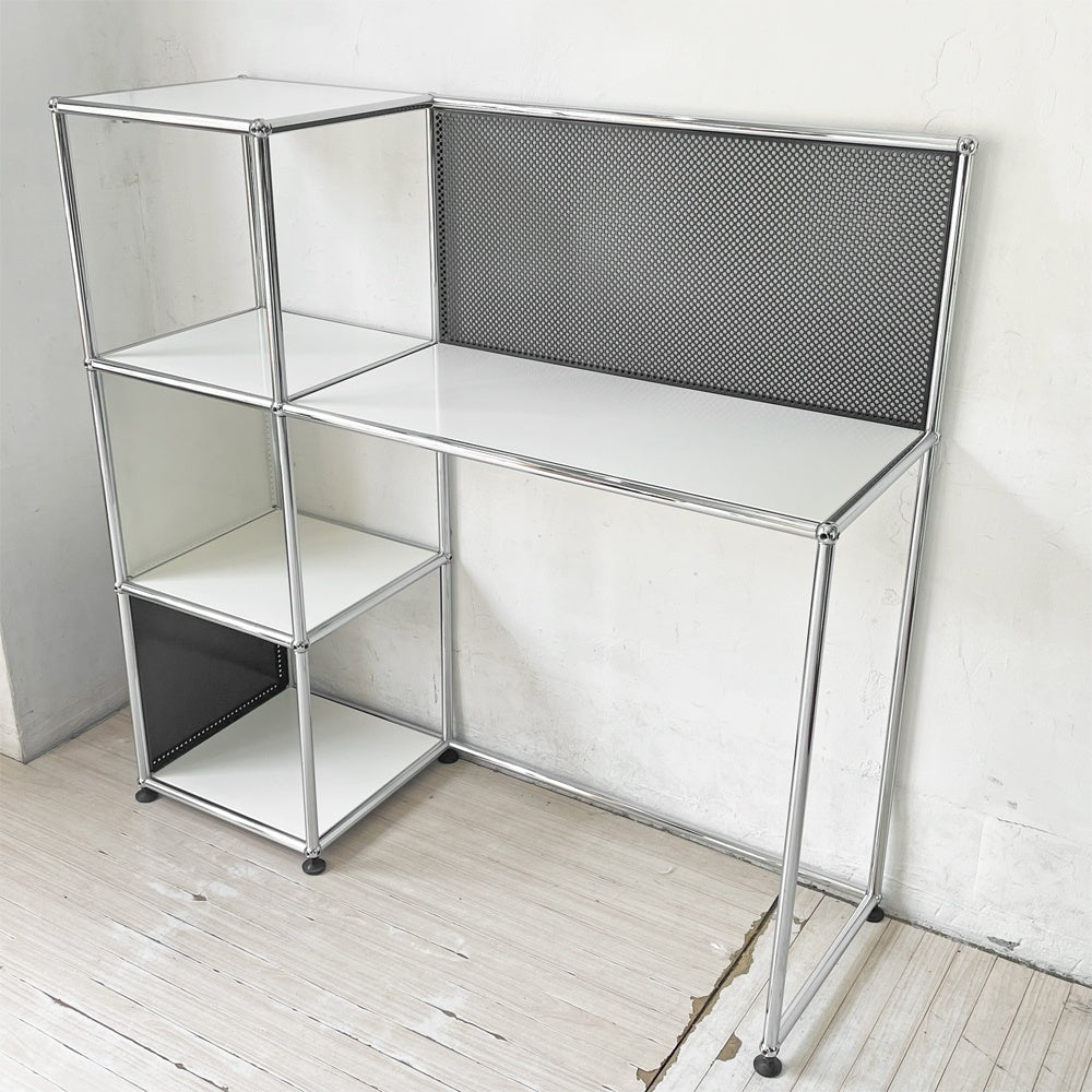 USMハラー USM Haller モジュラーファニチャー 2列3段 デスク オープンシェルフ W112×D37cm ホワイト×ブラックカラー スイス ★