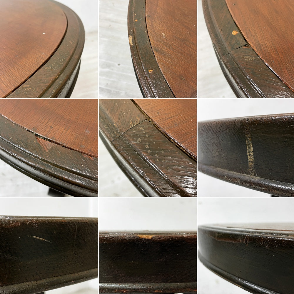 ジャパンビンテージ Japan Vintage サイドテーブル ラウンドテーブル 丸卓 飾り台 ダークブラウン系 H59.5cm アールデコスタイル レトロ 古家具  ●