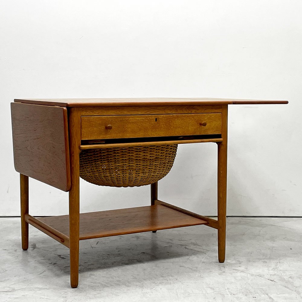 アンドレアス・タック Andreas Tuck AT33 ソーイングテーブル チーク材×オーク材 ハンス・J・ウェグナー デンマーク ビンテージ 北欧家具 ●