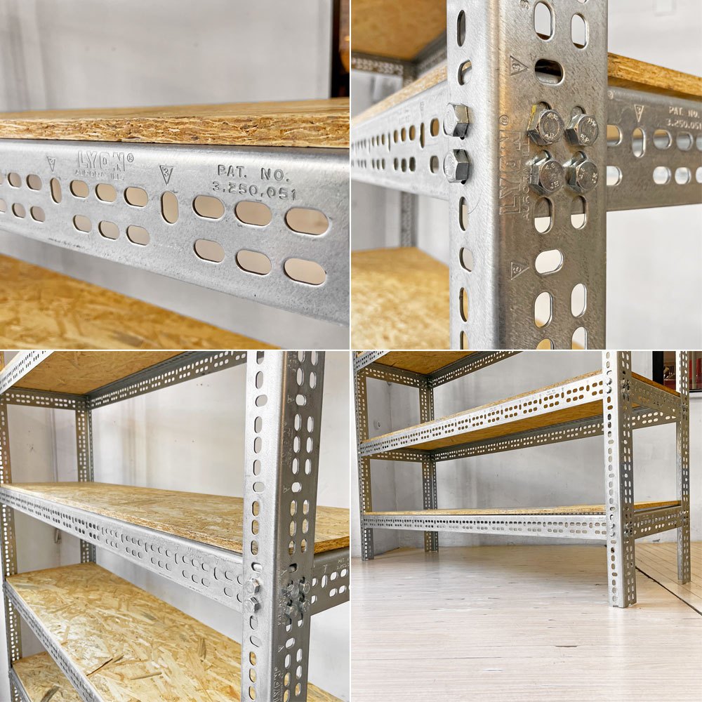 リオン LYON アングルシェルフ SLOTTED ANGLE SHELF オープンシェルフ 6段 インダストリアル P.F.S取扱い セミオーダーサイズ ★