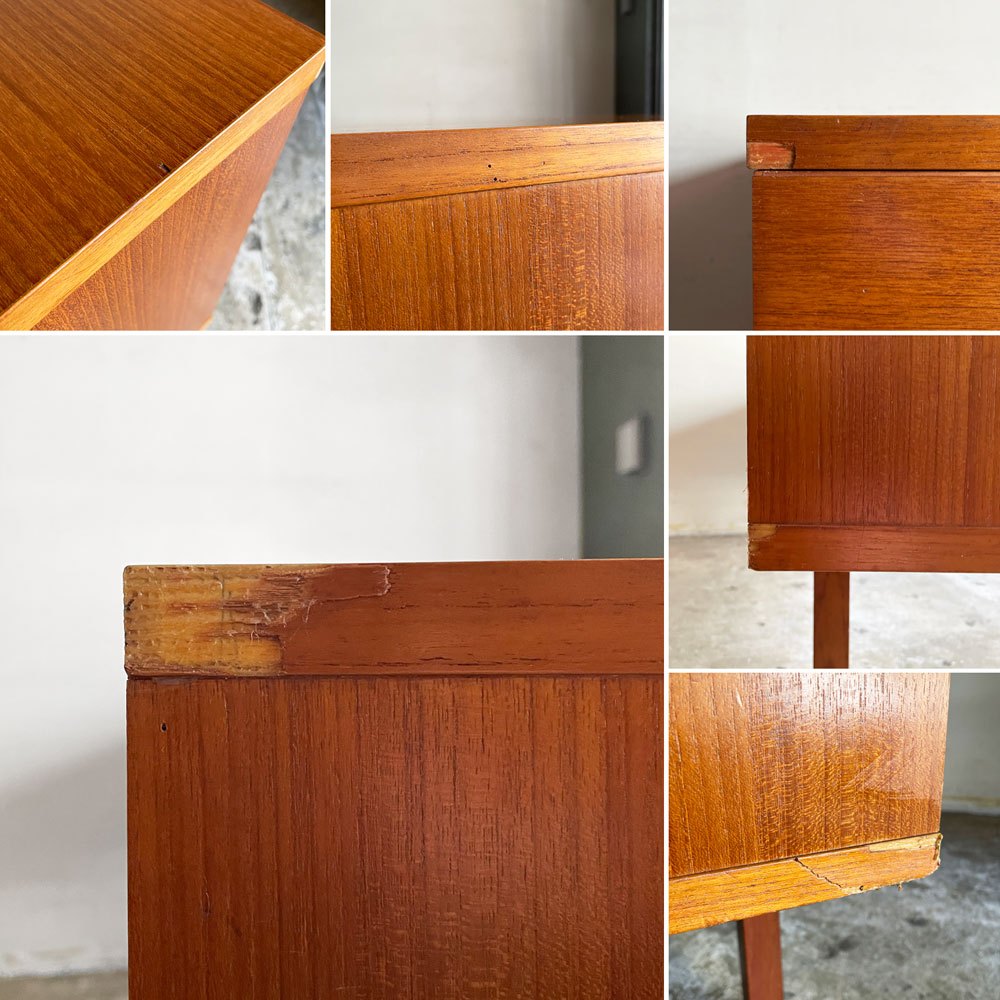 ジャパンビンテージ Japan vintage チーク材 W180cm サイドボード キャビネット スモーク ガラス戸 和モダン 北欧スタイル ■