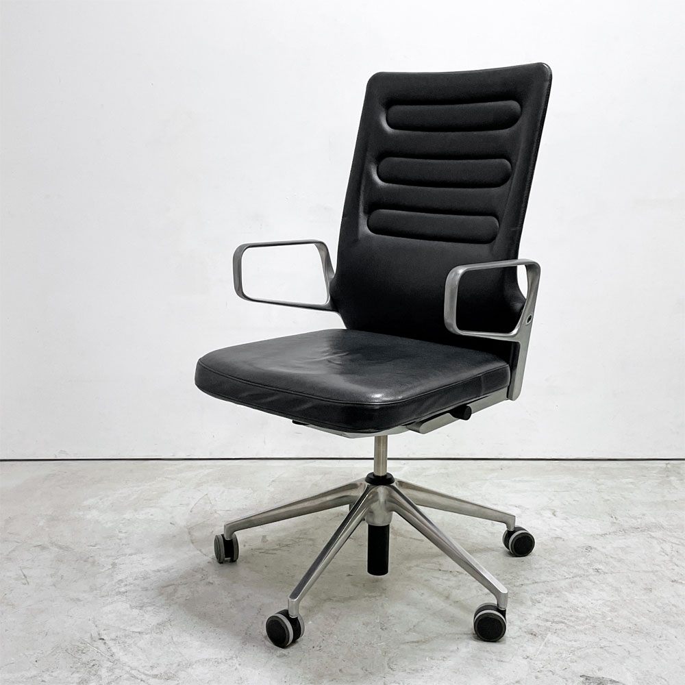 ヴィトラ vitra AC4 ワークチェア オフィスチェア ハイバック アームチェア 本革 アルミベース キャスター アントニオチッテリオ 現状品 ●