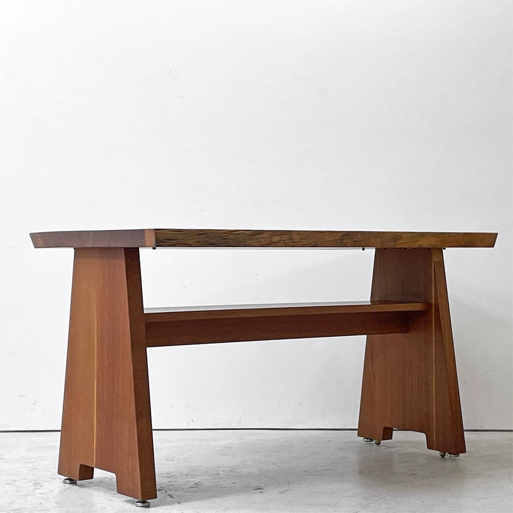 クラフトファニチャー Craft furniture ダイニングテーブル ウォールナット無垢材  耳付き 天然木 アジャスター付き W130cm ●