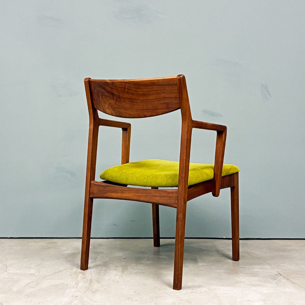 木蔵 BOKURA ピーチェア P chair ハーフアーム ダイニングチェア ウォールナット ファブリックシート イエローグリーン 北欧モダン 定価￥43,890- A ◎