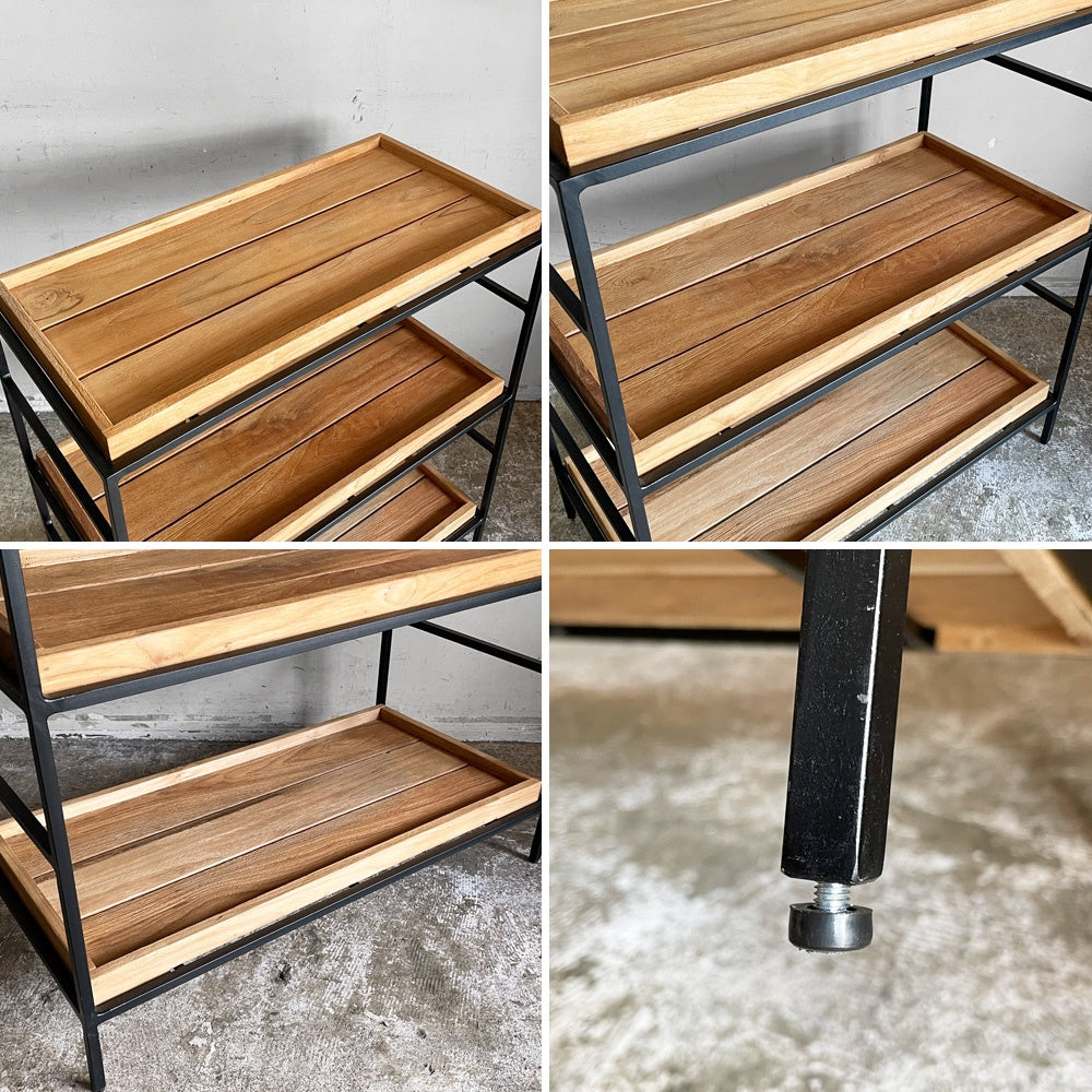イデー IDEE ジャティ トゥア シェルフ JATI TUA SHELF M オープンシェルフ 3段 オールドチーク無垢材 ブラックスチールフレーム W76cm インダストリアル 定価￥119,900- ■