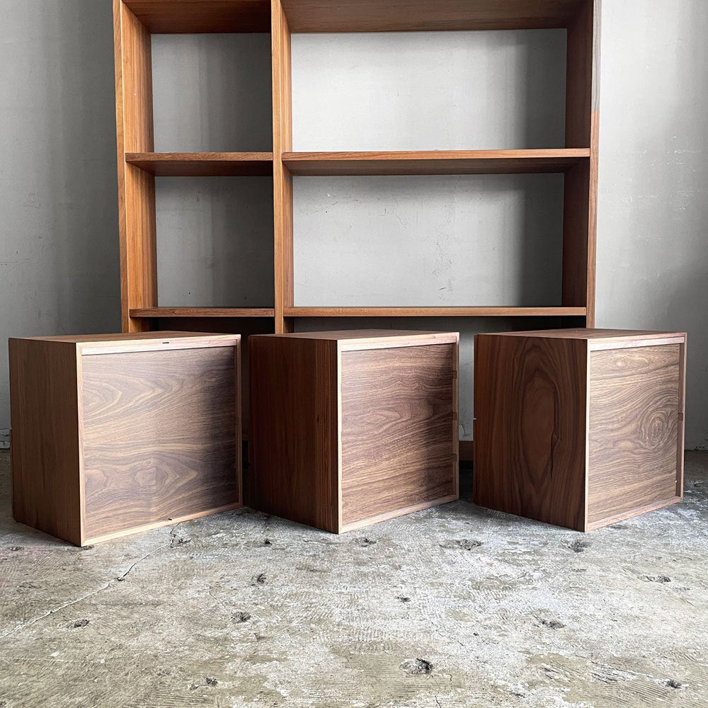 無印良品 MUJI スタッキングシェルフ 5段 + 追加 ワイド5段 + 引出し4段 + 引出し2段 + 引出し4個 ウォールナット材 オープンシェルフ 本棚 参考定価￥75,770- ■